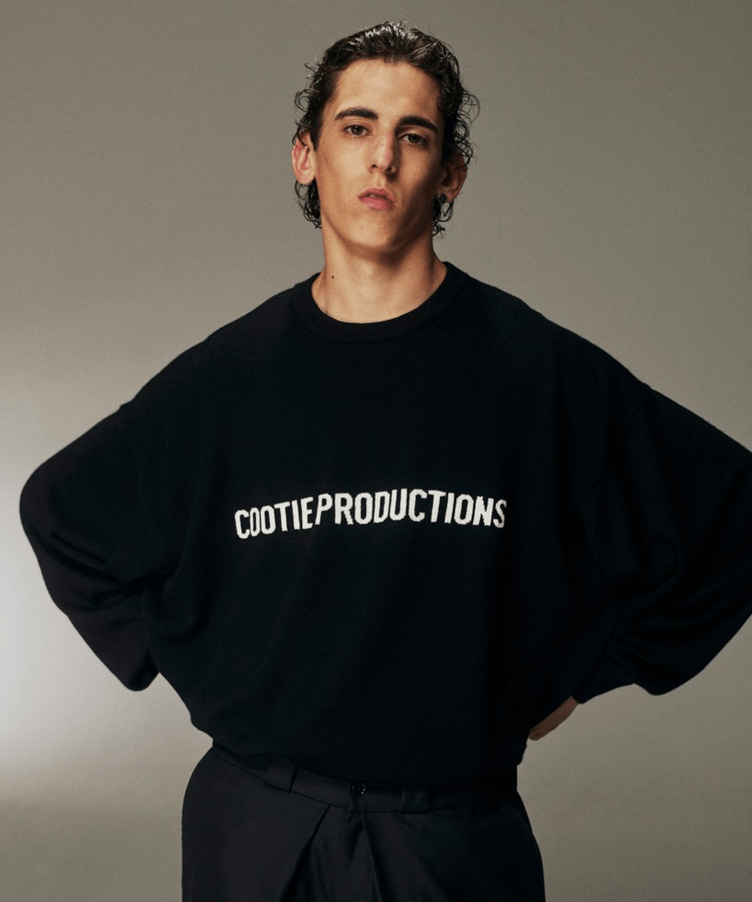 Intarsia Crew Sweater(S BLACK): COOTIE PRODUCTIONS: MENS｜CONZ