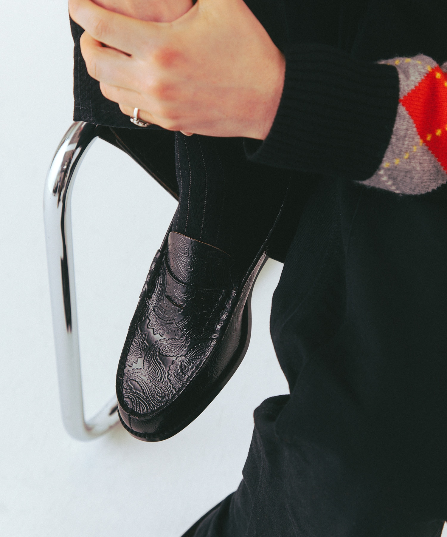 EMBOSSED LOAFERS BLACK PAISLEY(25.5 BLACK): The Kenford FINESHOES