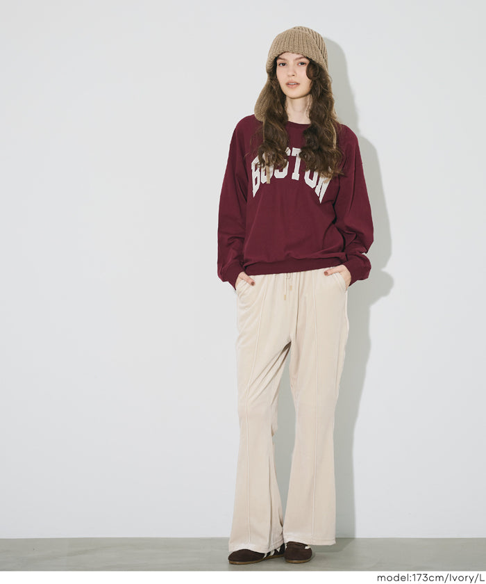 セール☆2690円→1690円 ベロアフレアラインパンツ レディース メール