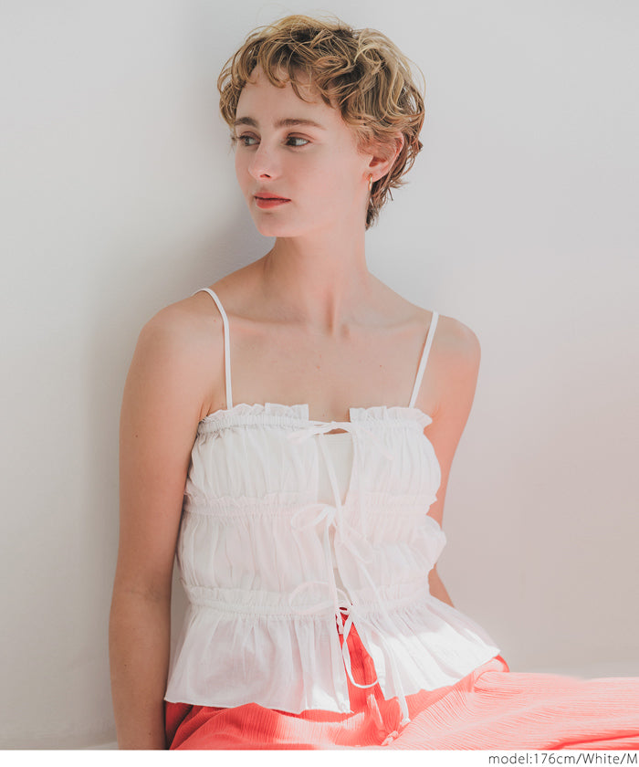 セール☆1690円→1290円 3連リボンキャミソール レディース メール便