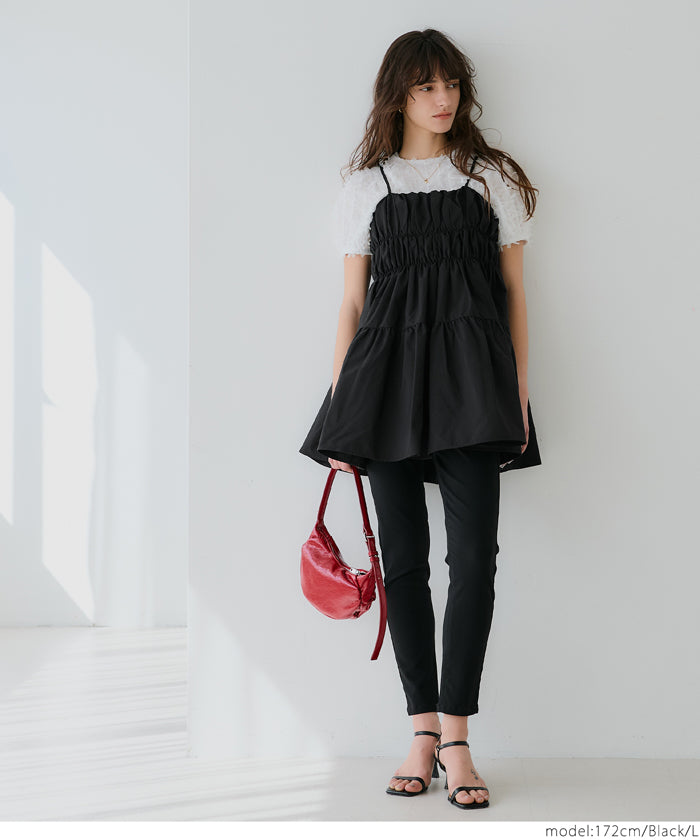 セール☆1990円→1490円 パリフワギャザーキャミチュニック レディース
