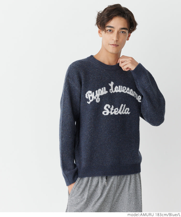 セール☆2690円→1490円 モヘア風チェーンロゴニットトップス メンズ