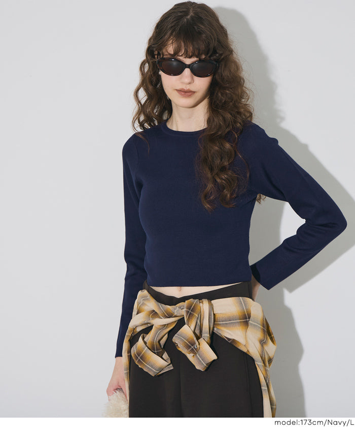 セール☆1990円→1490円クロップドニットトップス レディース メール便