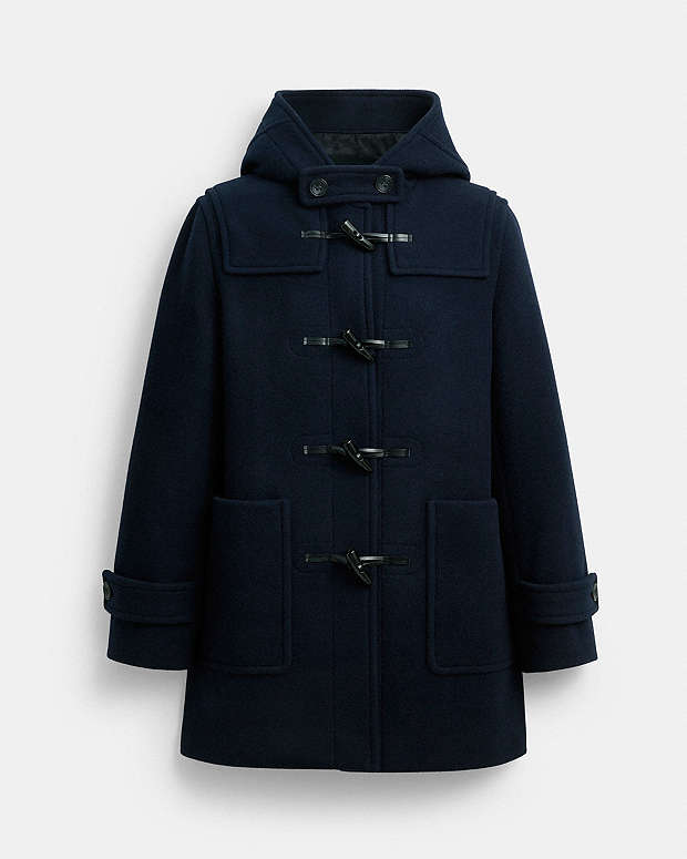 美品 COACH ダッフルコート М相当 濃紺 ウール混合 美品 COACH