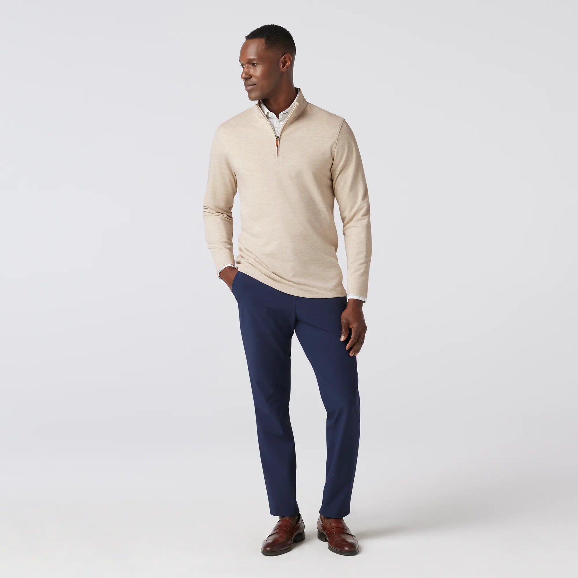 Mizzen + Main Men's KPI Quarter Zip - Oyster Heather - BHI