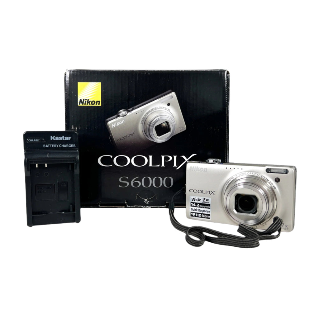 Modern 2010 Nikon Coolpix S6000 Silver Digital Camera