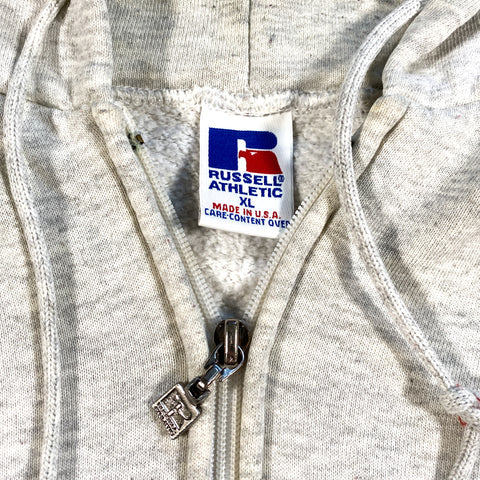 Vintage 90's Plain Gray Russell Athletic Full Zip Blank Hoodie