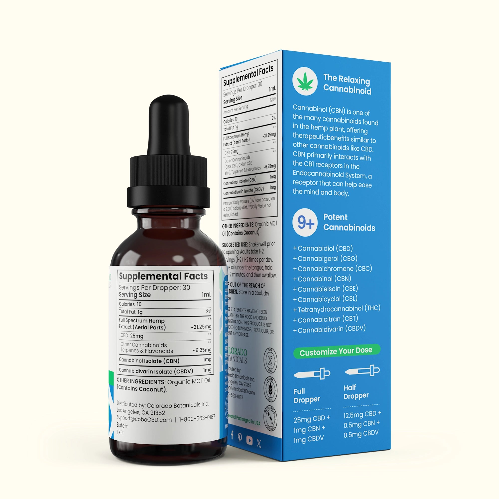 Calm 810mg CBN + CBDV + Full Spectrum CBD Oil - Colorado Botanicals