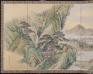 骨董品 石原春秋の風景画 「山水」鑑定書付 骨董品 石原春秋の風景画