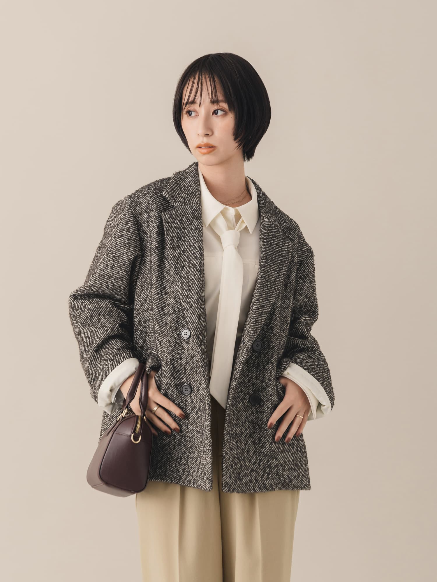 ネップツイードジャケットコート | 小柄・低身長女性向けファッション