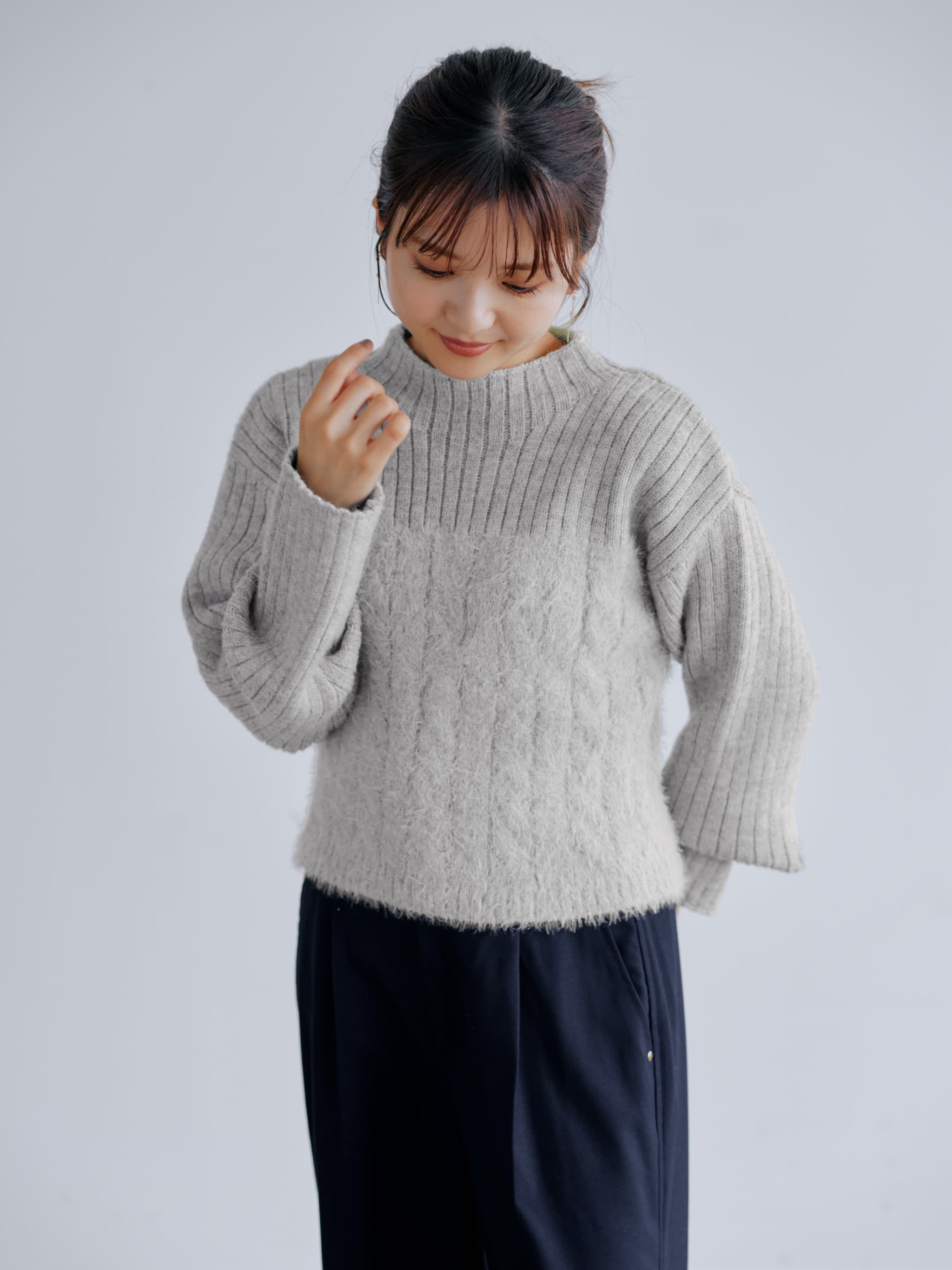 フェザーケーブルドッキングニット | 小柄・低身長女性向け