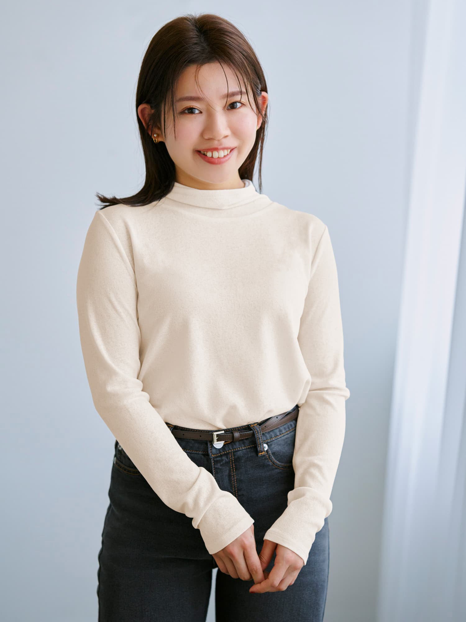 ソフトシアーハイネックカットソー | 小柄・低身長女性向け