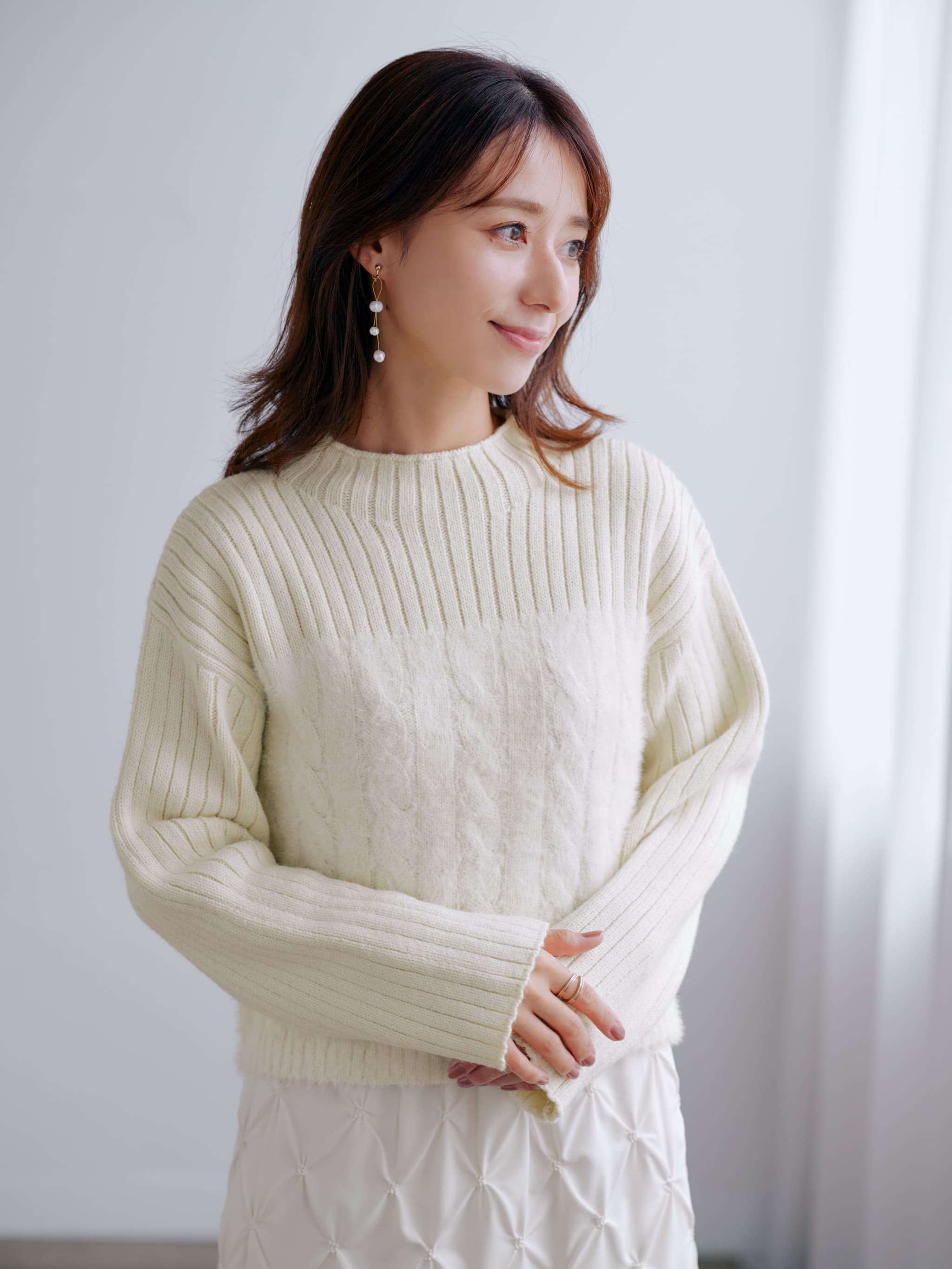 フェザーケーブルドッキングニット | 小柄・低身長女性向け