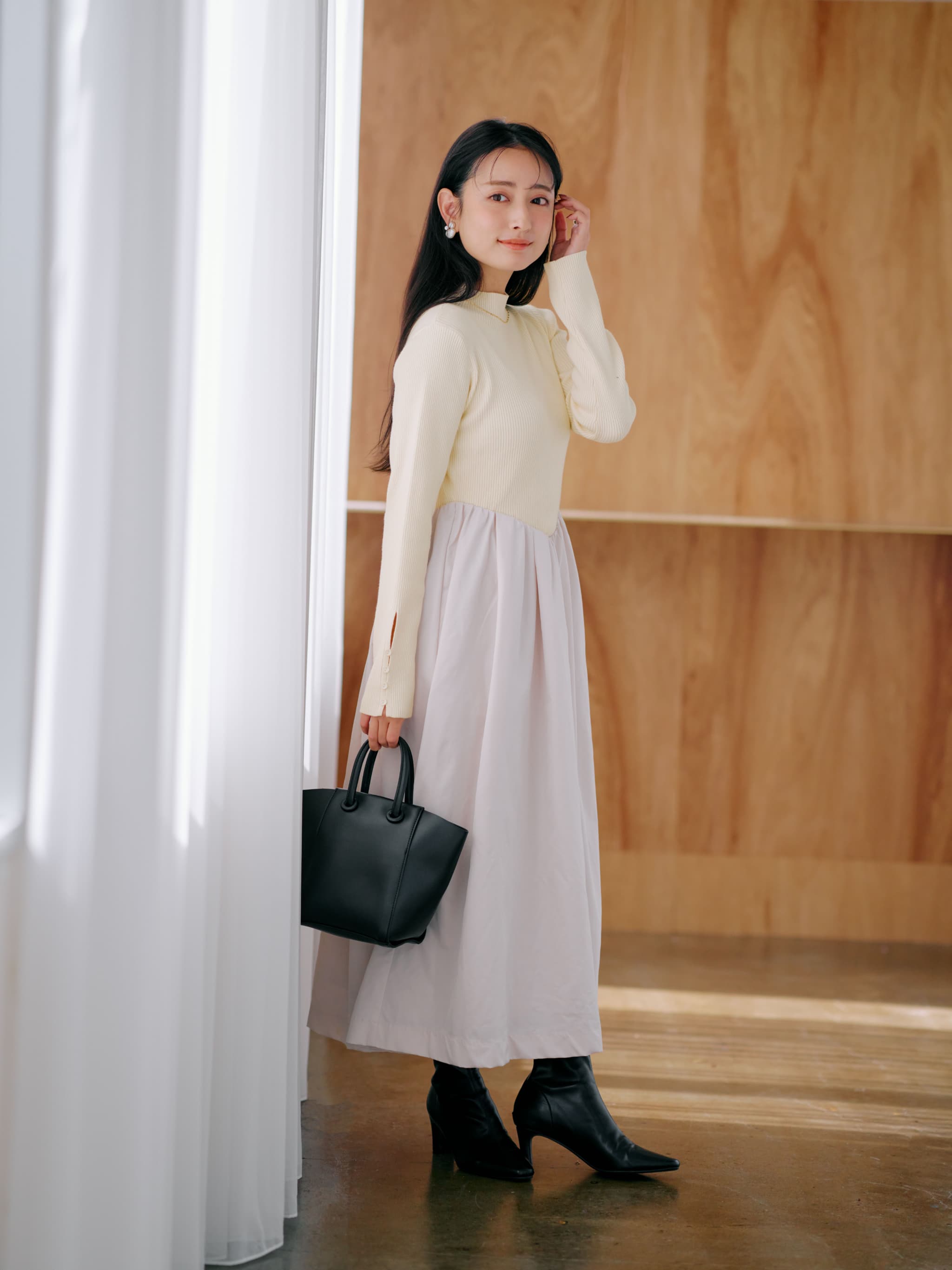 田中亜希子さんコラボ】Vカットドッキングワンピース-short & regular