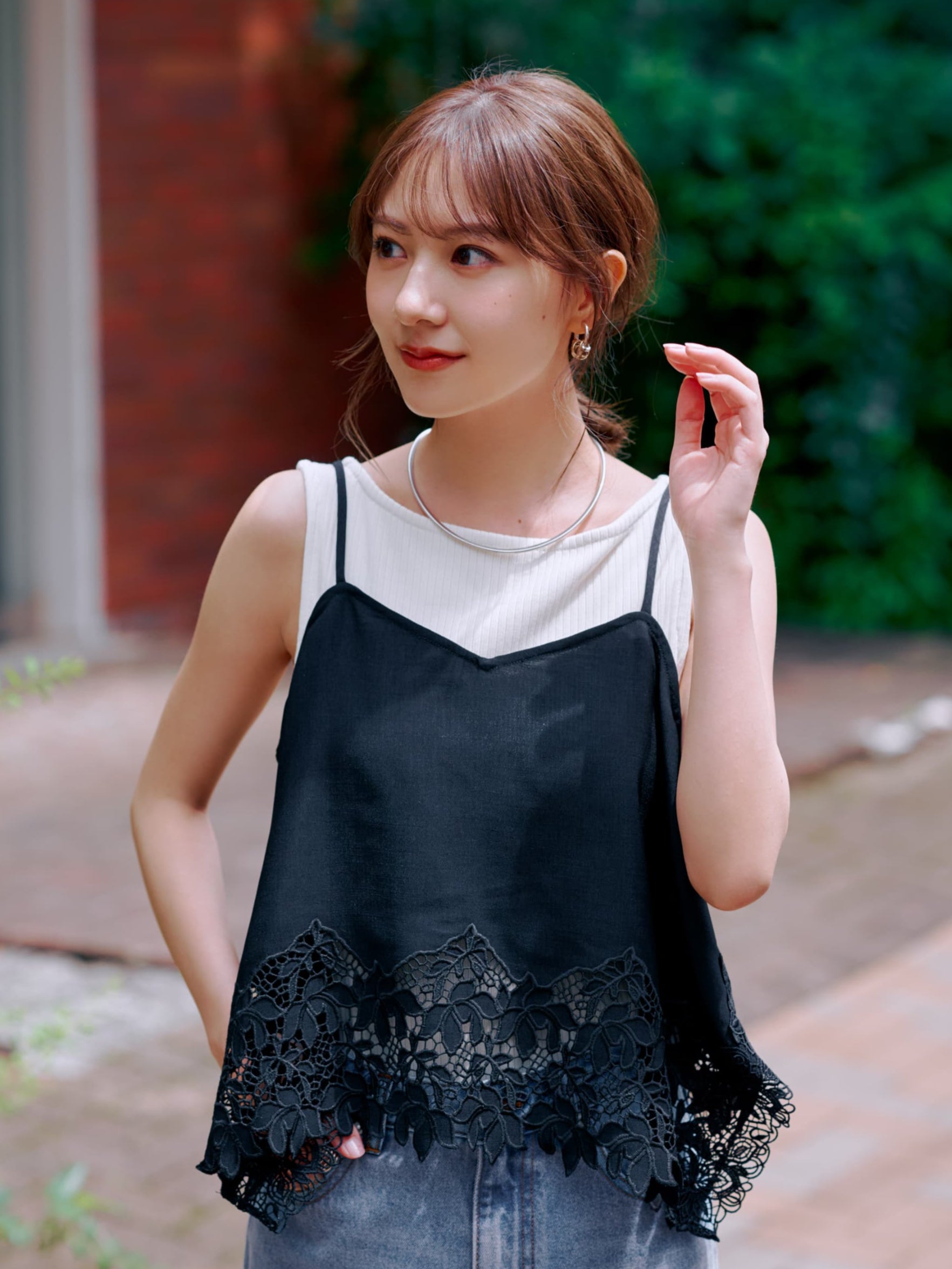 カットワークエンブロイダリーキャミソール | 小柄・低身長女性向け