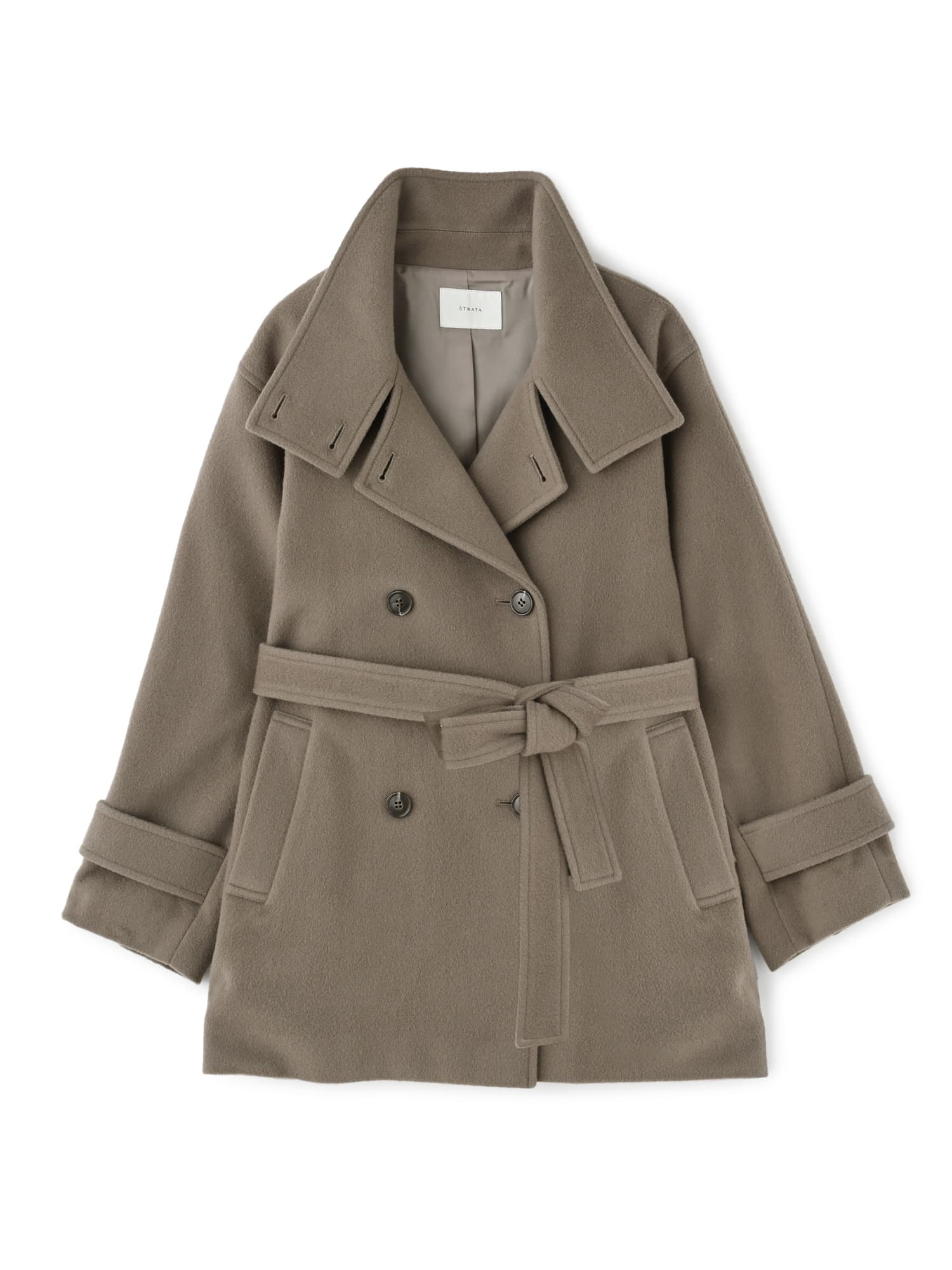 S120スタンドカラーミドル丈ウールコート | 小柄・低身長女性向け