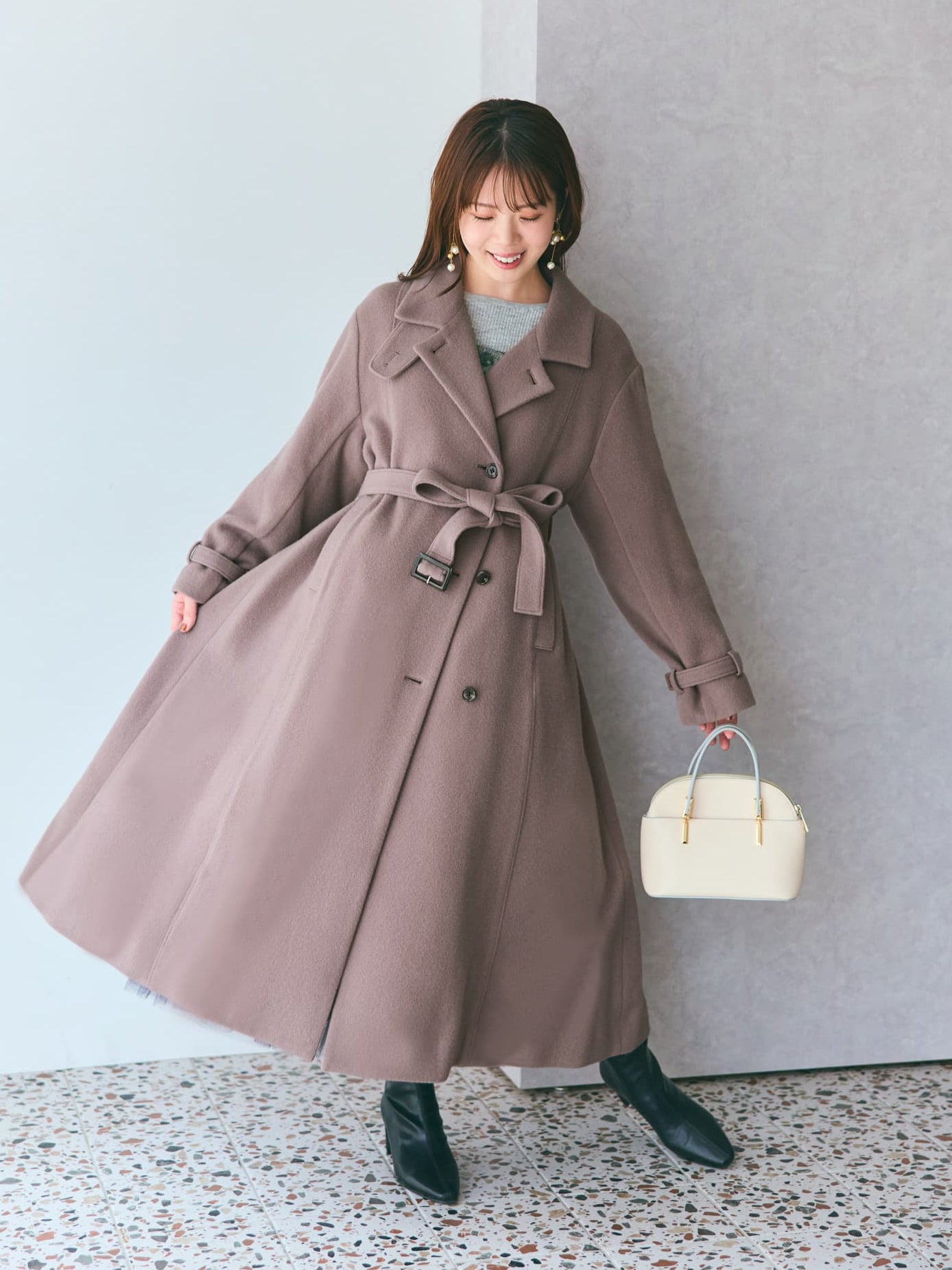 セミダブルバックフレアウールコート-short & regular | 小柄・低身長