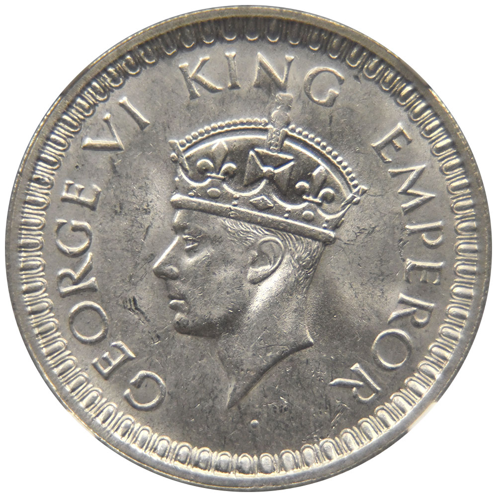 インド 1942(B) ジョージ6世 RUPEE 銀貨 NGC MS 63 ルピー 5930806052