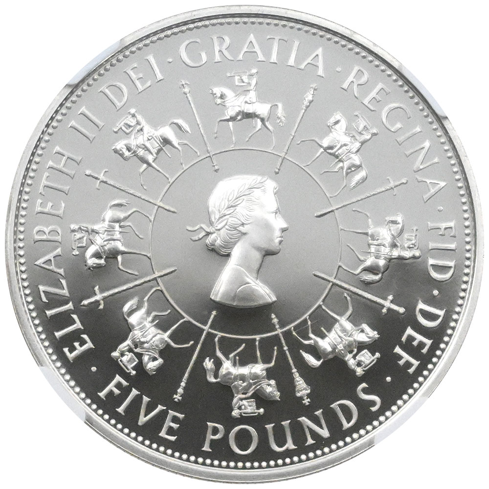 イギリス 1993 エリザベス2世 5ポンド 銀貨 NGC PF70UC 戴冠40周年記念