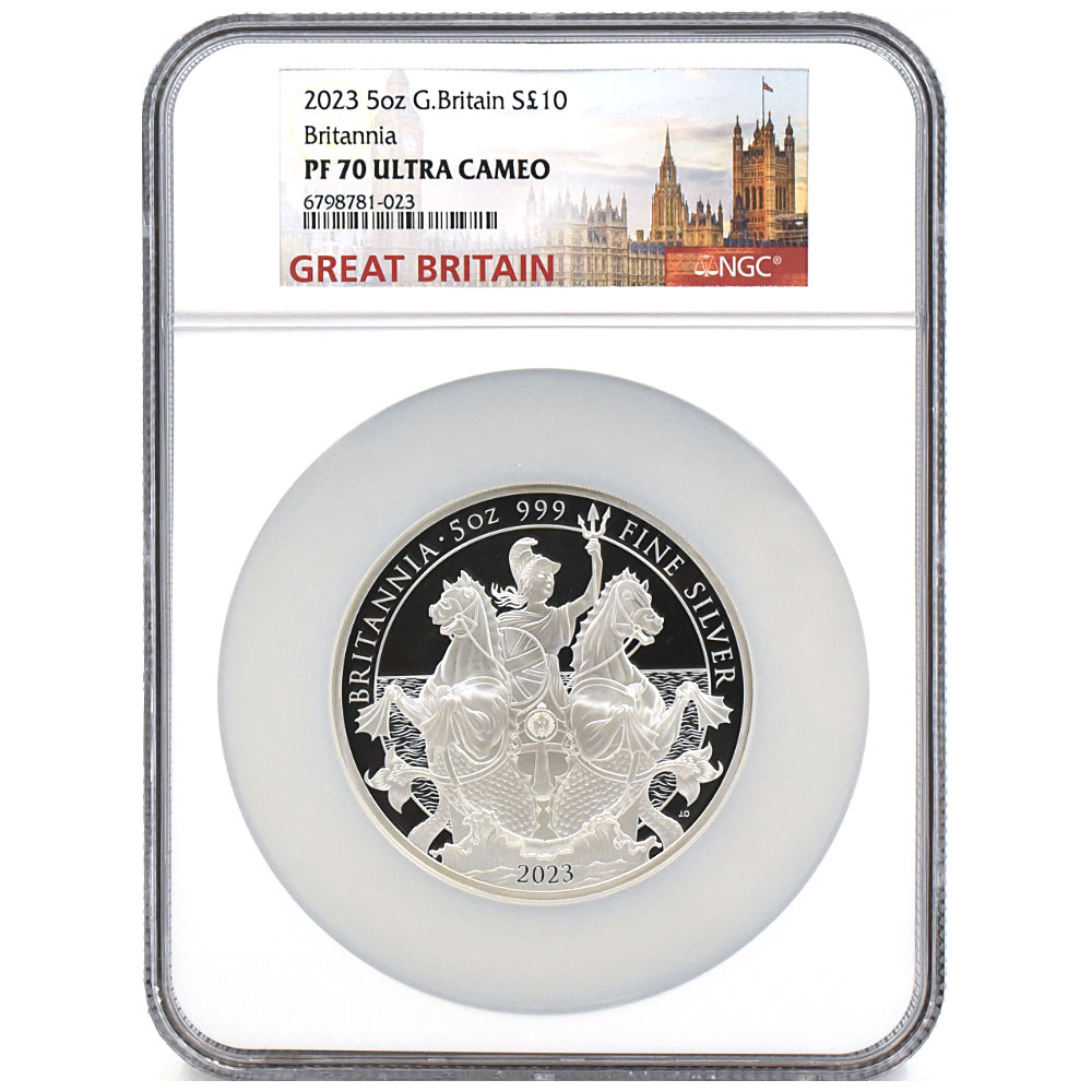 イギリス 2023 チャールズ3世 10ポンド 5オンス 銀貨 NGC PF70UC