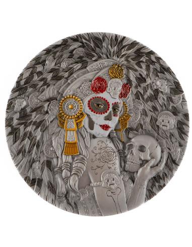 LADY MICTE Dia de los Muertos Figures Of Death 2 Oz Silver Coin 200