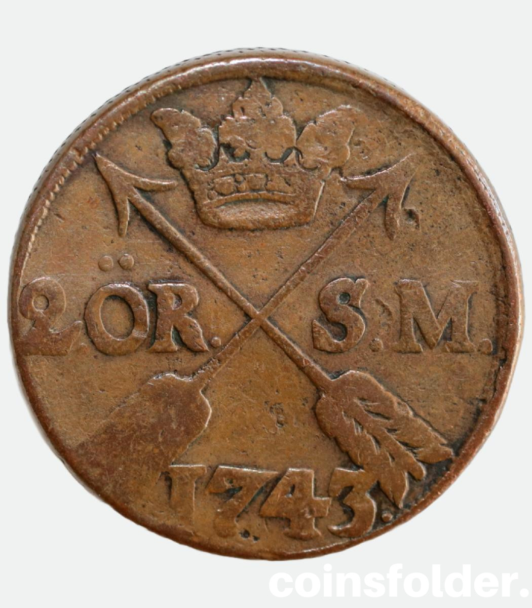Sweden 2 Öre SM 1743 - Frederick I • Coinsfolder