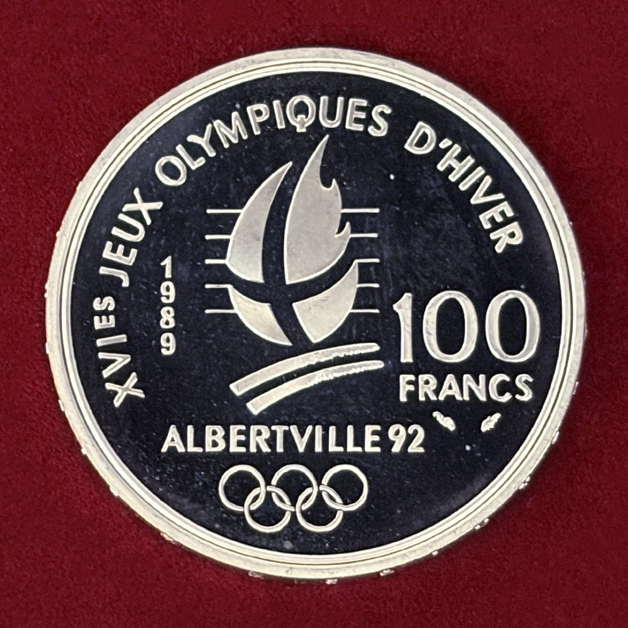 フランス】1992年アルベールビルオリンピック記念 100フラン 銀貨