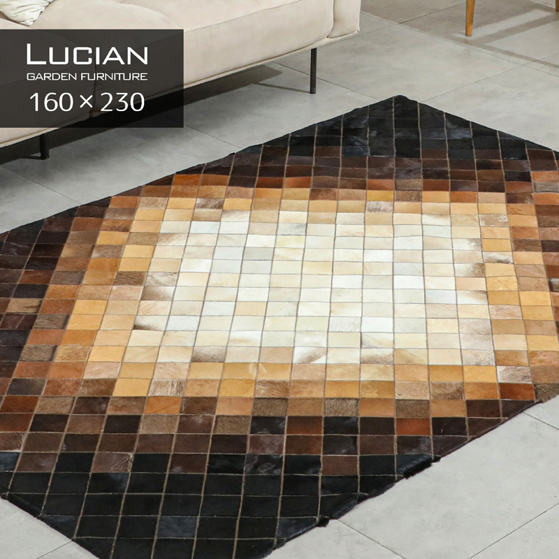 ラグ ハラコラグ ブラウン 本革 牛革 - LUCIAN