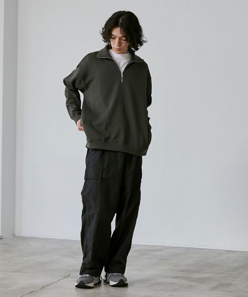 RIB TECHシリーズ】Wフェイスハーフジップスウェット