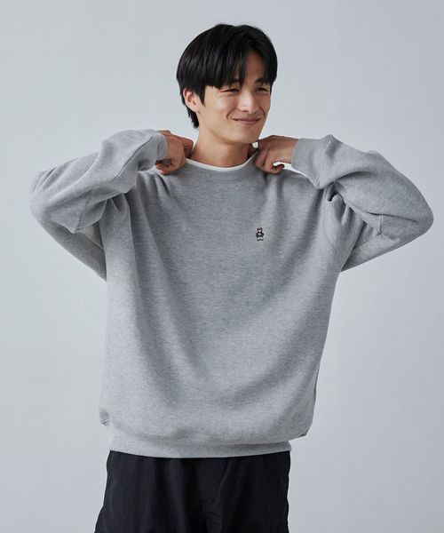 ワンポイントベア刺繍裏起毛クルーネックスウェット