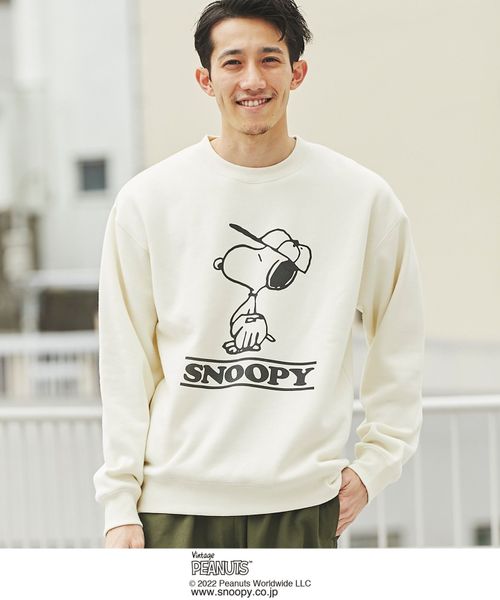 メンズ】PEANUTS クルーネックスウェット22FW（SNOOPY／スヌーピー）