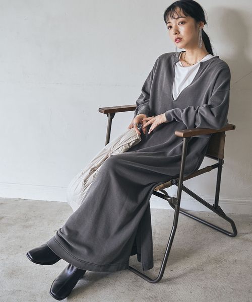 WEB限定】ピグメント裏毛スウェットワンピース