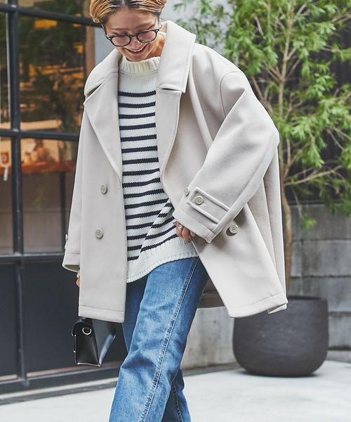 ジャージーメルトンビッグカラーPコート