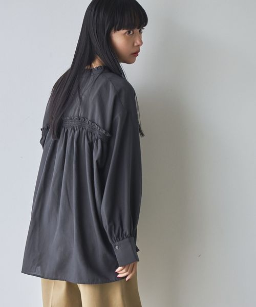 バックシャーリングボイルスキッパーブラウス