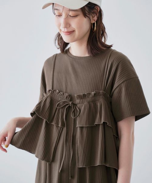 セットアイテム】キャミセットリブワンピース