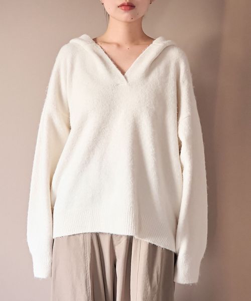 フラッフィーフーディ ウォッシャブルニット（WEB限定カラーあり）