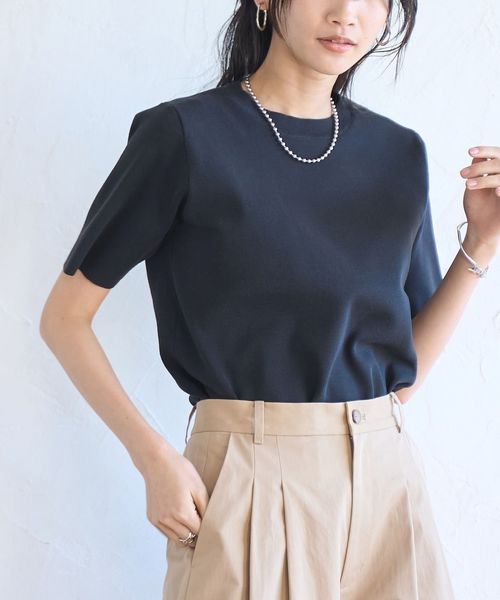 サラコソウバリクルー5分袖サマーニット