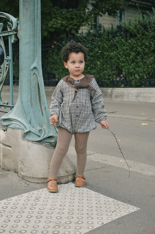 Maison Marelle】Romper CAMBON brown collar ロンパース 12m,18m,24m