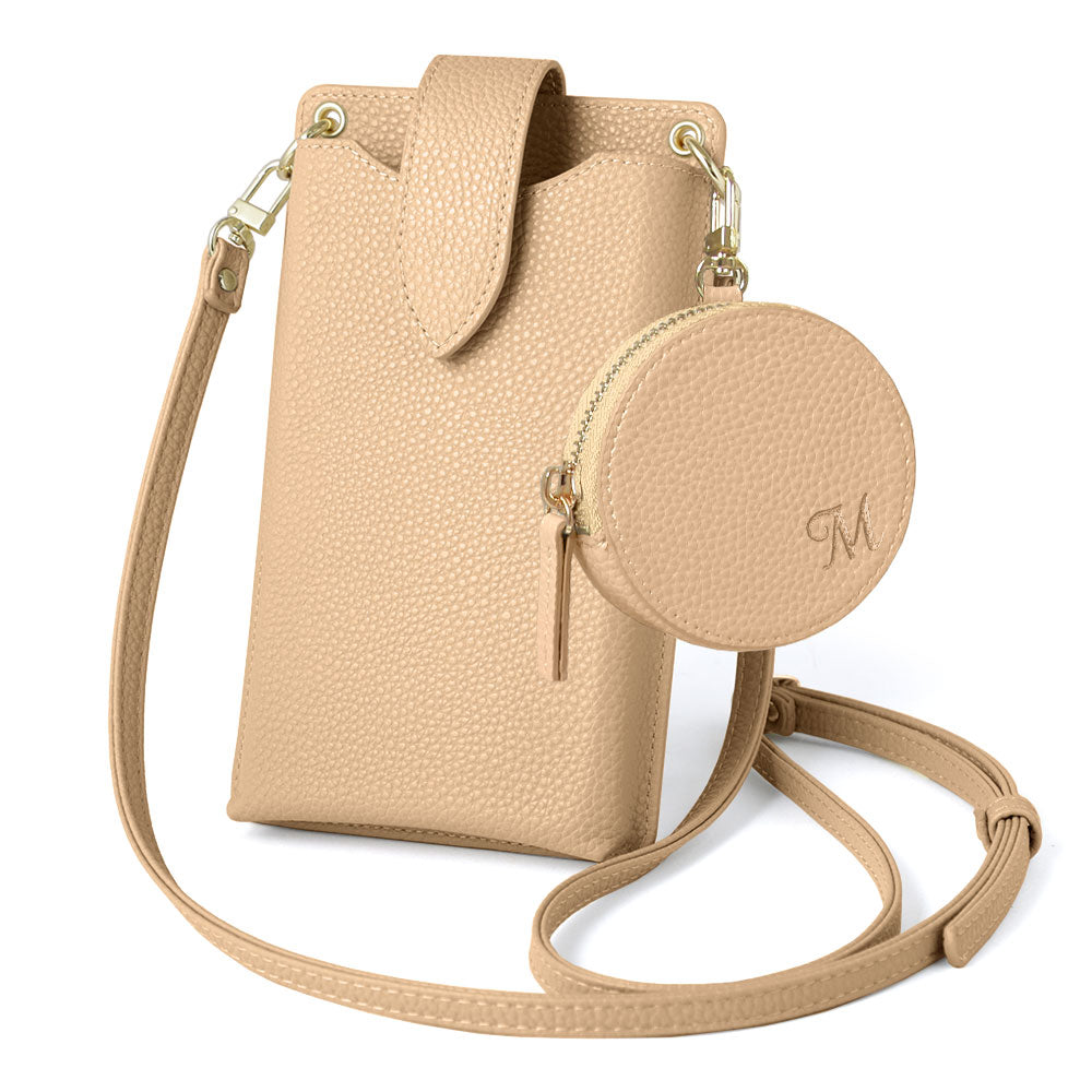 ヴィーガンレザー スマホポーチ&イニシャル付きミニポーチセット