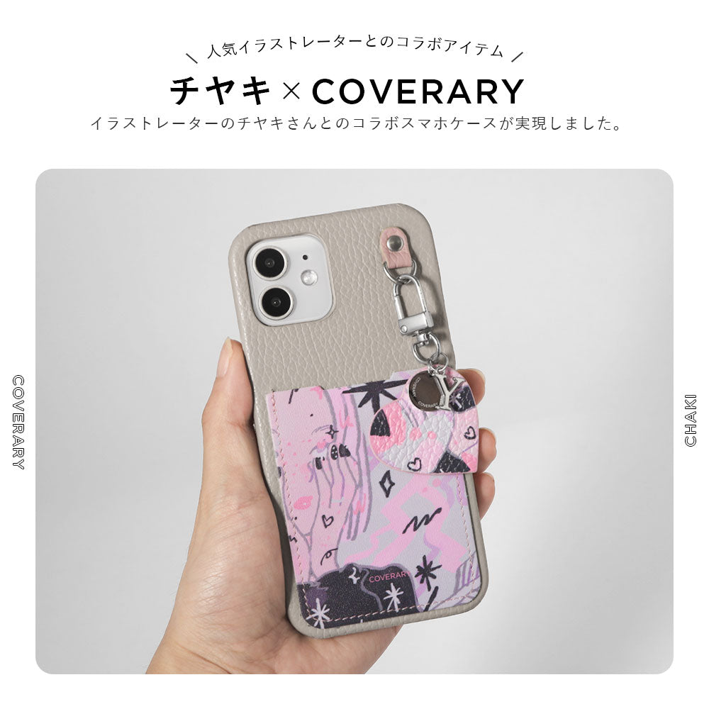 チヤキ × COVERARY 本革 イニシャルチャーム＆ポケット付き コラボ背面
