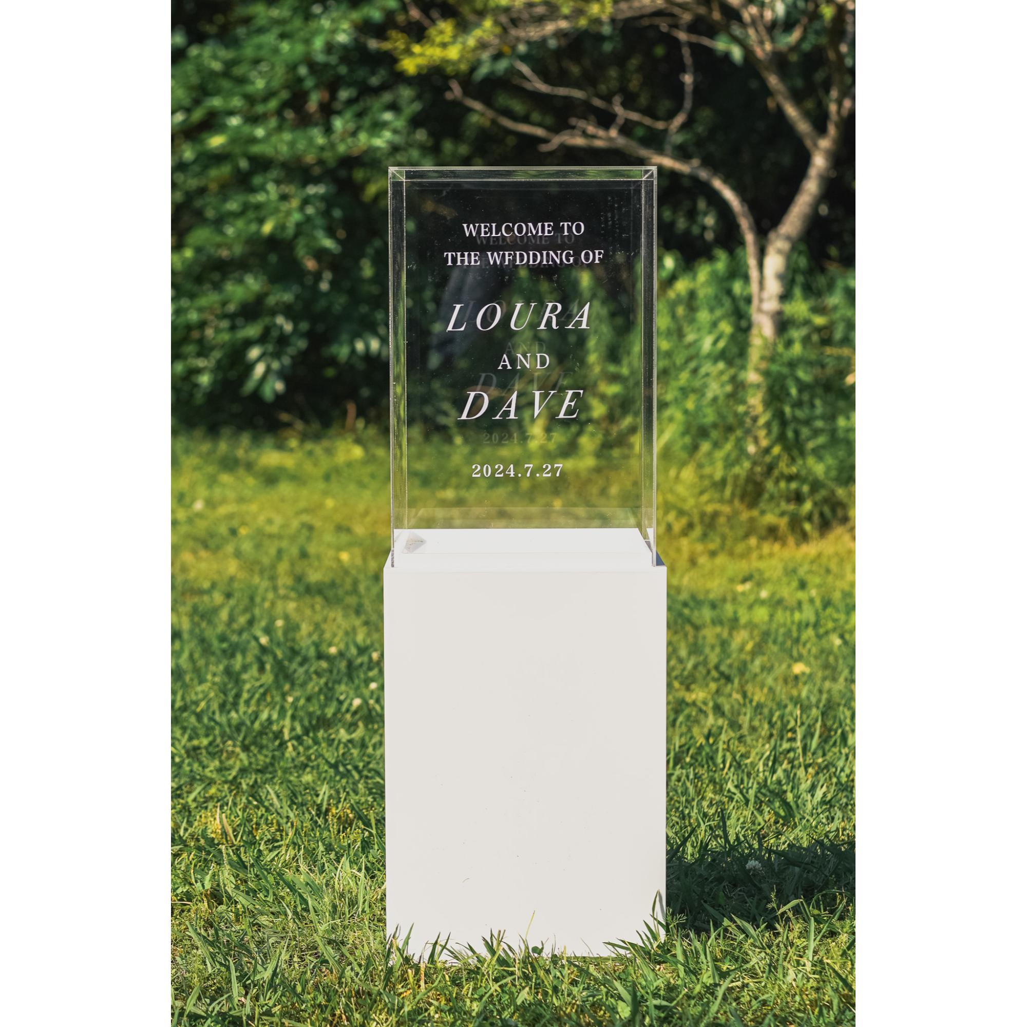 レンタル】 welcome box ホワイト×クリア【結婚式 ウェルカムボード