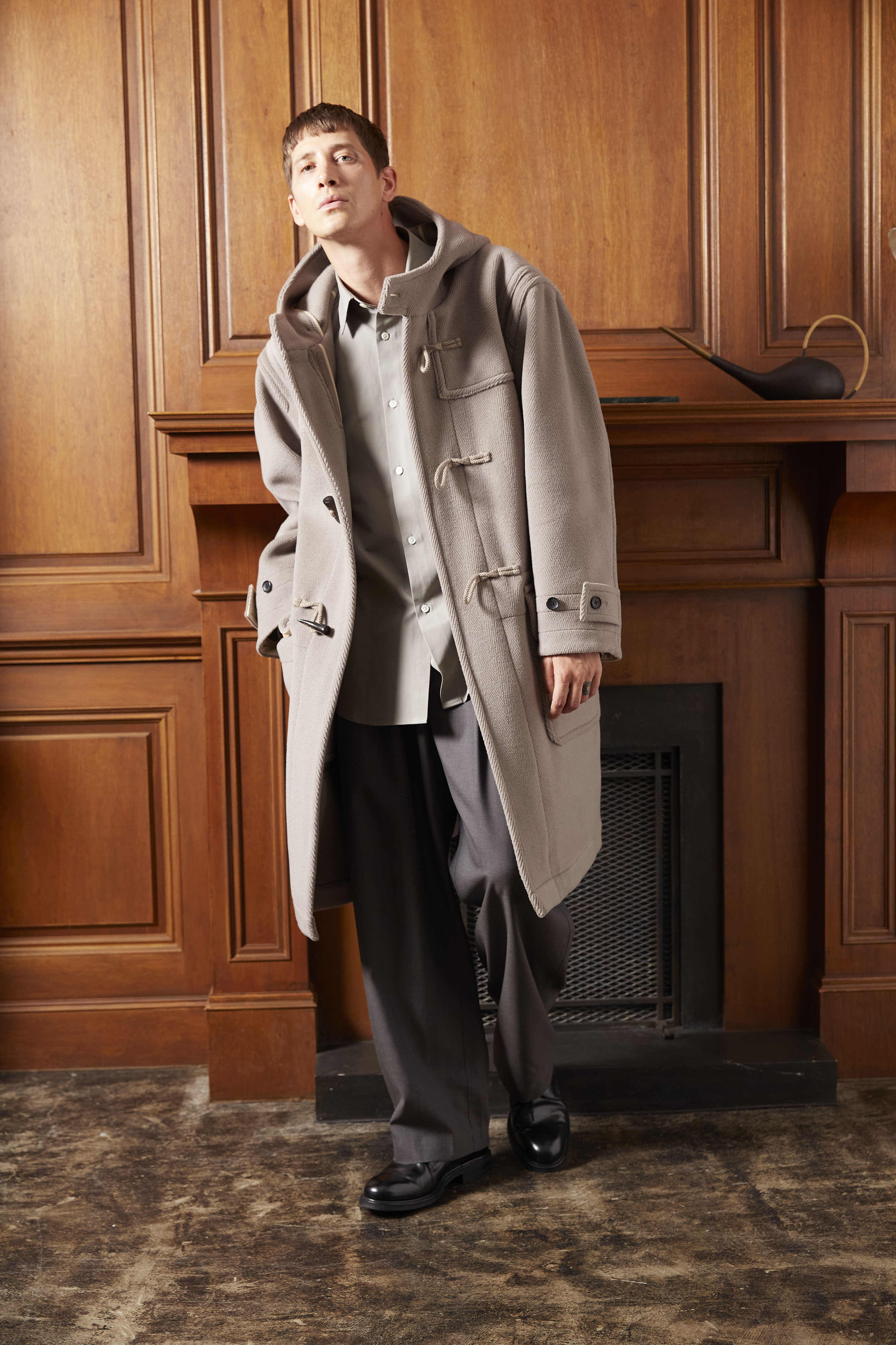 極美品】バーバリー ダッフルコート ヘリンボーン チャコールグレー