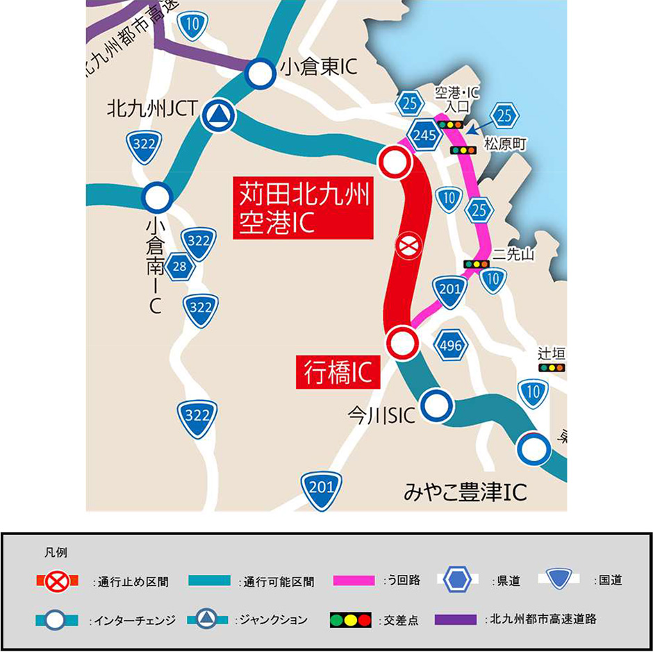 E10 東九州自動車道 苅田北九州空港IC～日出JCT間、大分宮河内IC～佐伯