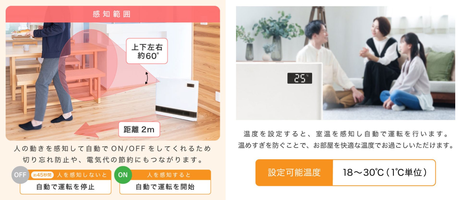 人感＆室温のWセンサーを筆頭に省エネECOに役立つ各種機能を搭載