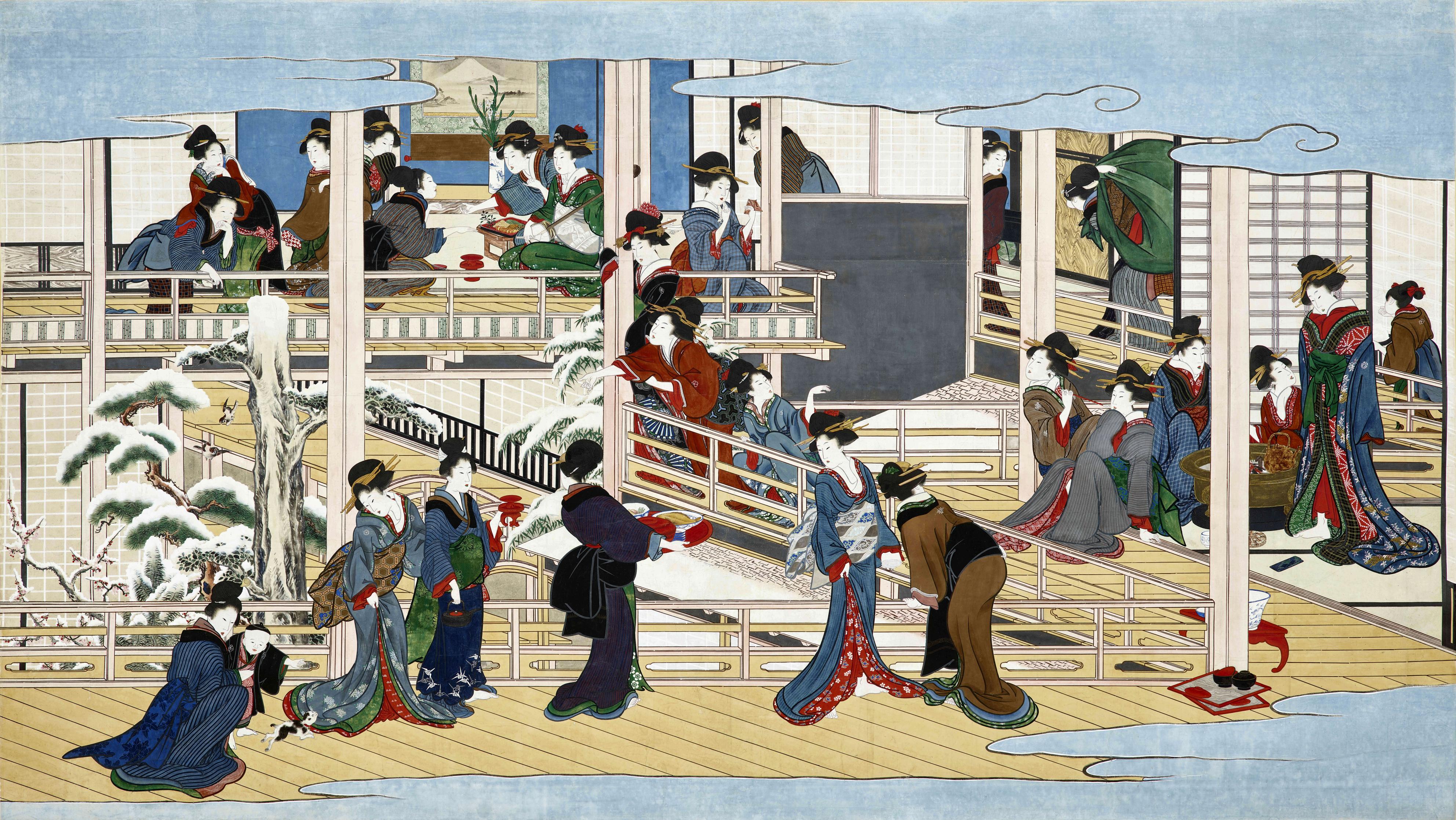 喜多川歌麿の大作肉筆画「深川の雪」が11億円 日本の個人コレクターが