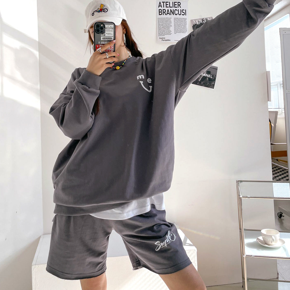 スマイルme スウェット セットアップ グレー 【デイリープチプラ韓国