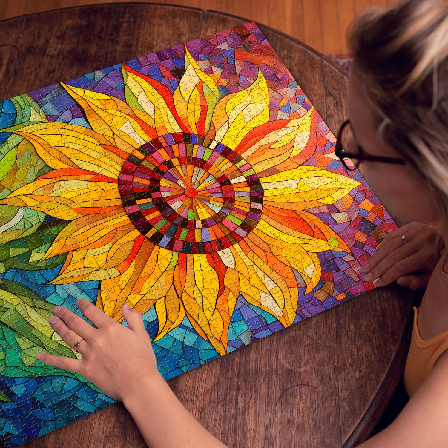 Mosaic Sunflower Jigsaw Puzzle 1000 Pieces – Closeteyes
