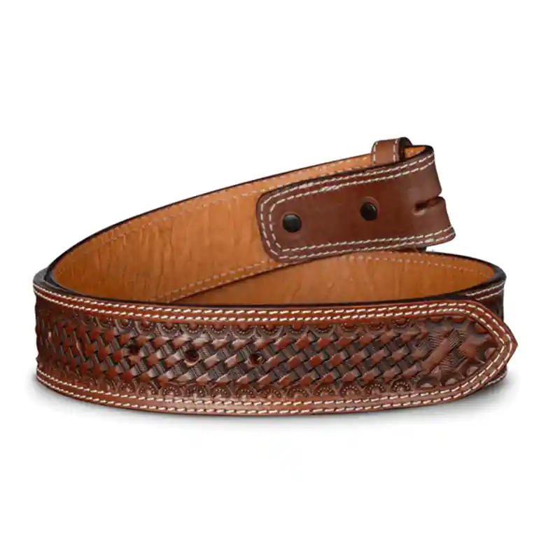 Basket Weave Leather Belt - Class Belt Buckles