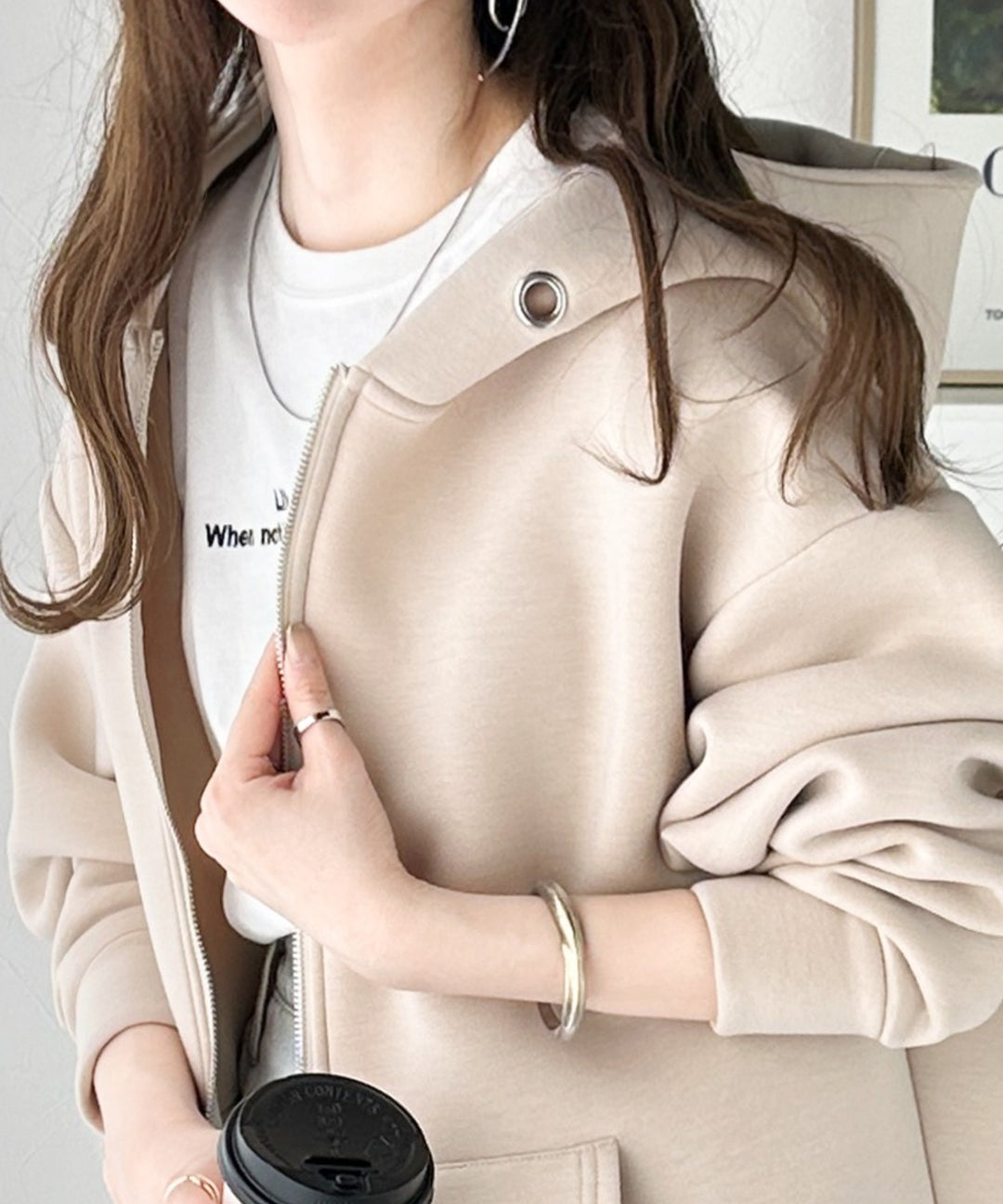 マシュマロ触感！ロングシーズン使えるダンボールbigシルエットジップ