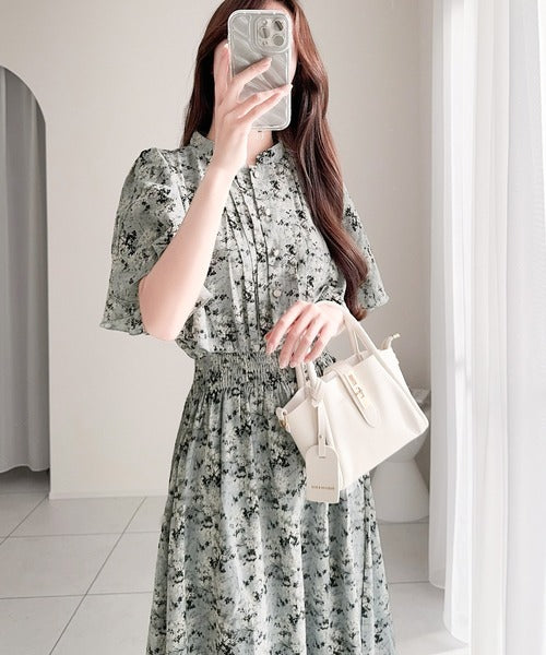 mily bilet】大人ガーリー。花柄フレア袖ワンピース mi1139018